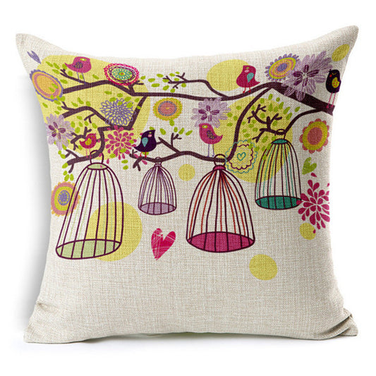 Colorful Bird Cage Pillowcase