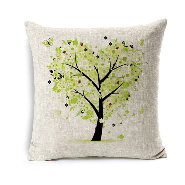 Colorful Green Heart Tree Pillowcase
