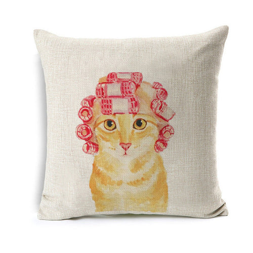 Lovely Yellow Cat With Pink Pillow Case