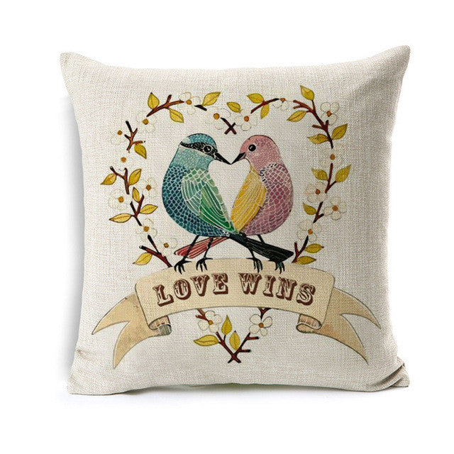 Love Wins Couple Birds Pillowcase