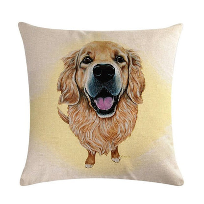 Golden Retriever Throw Pillow Cover with Yellow Angel Glow