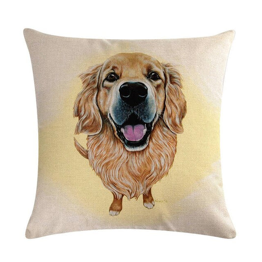 Golden Retriever Pillow Cover with yellow angel glow