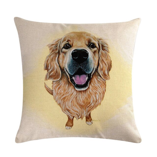 Golden Retriever Throw Pillow Cover with Yellow Angel Glow